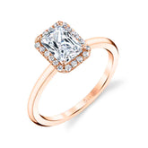 Emerald Cut Solitaire Halo Engagement Ring - Elsie